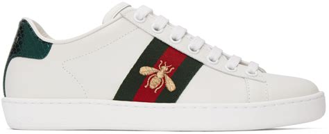 gucci white sneakers with bee|gucci ace bee platform sneakers.